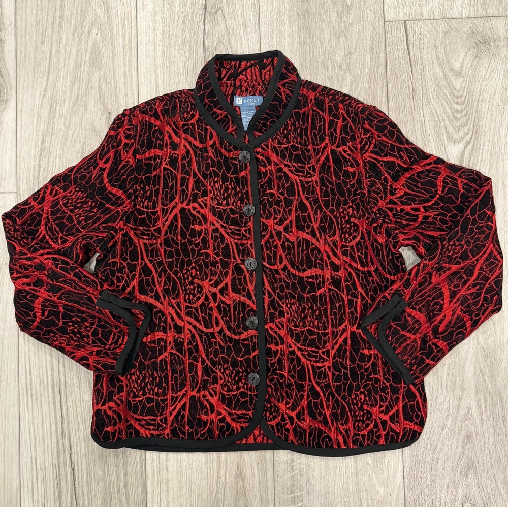 Koret Red and Black Asian inspired Abstract Blazer